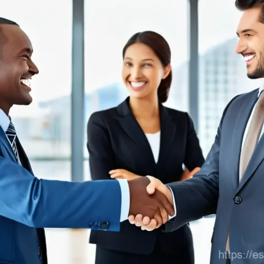 무역 실무자 업무 사례 - **"The Dance of Negotiation: Connecting People"**
    A vibrant, professional image depicting a dive...