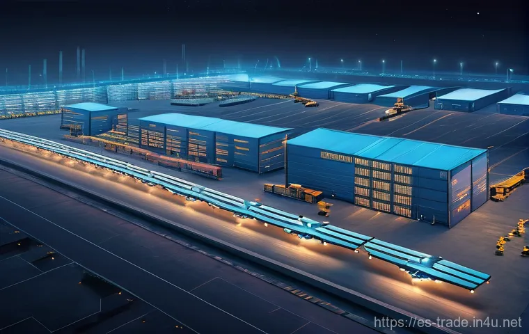 무역업계 최신 AI 기술 활용 - **Global AI Logistics Hub: The Orchestration of Efficiency**
    "A wide, cinematic shot of a futuri...
