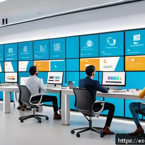 무역업계 성공 스토리 모음 - A vibrant modern office scene showing a diverse team of Latin American professionals collaborating o...